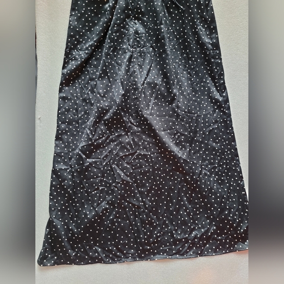 Zara Satin Feel Black and White Polka Dot Midi Dress Slit Skirt Small - Picture 6 of 11